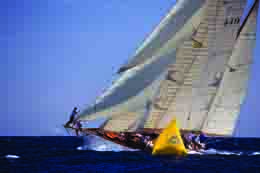 Eilean sailing in the Antigua Classic Yacht Regatta, Windward Race.